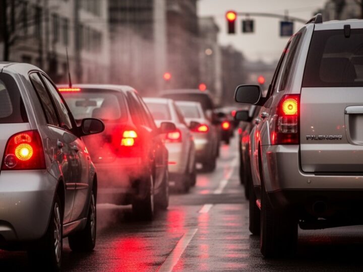 Wypadek na AOW: BMW blokuje dwa pasy, korki sięgają 2 km