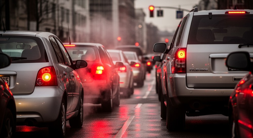 Wypadek na AOW: BMW blokuje dwa pasy, korki sięgają 2 km