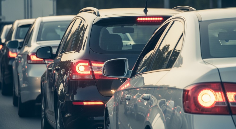 Korek na A4: Zderzenie trzech pojazdów paraliżuje ruch w kierunku Katowic