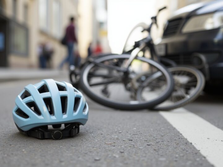 Elektryczny rowerzysta w tarapatach po niebezpiecznym wyprzedzeniu radiowozu